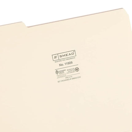 Smead File Folder, 1/3-Cut Tab, Assorted Positions, Letter Size, Manila, 24 per Pack (11928)