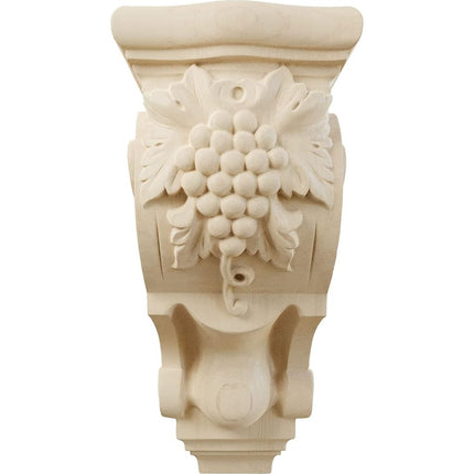 Ekena COR04X05X10GRLW 4 W x 5 1/2" D x 10 7/8" H Medium Grape Bunches Corbel, Lindenwood, Linden Wood