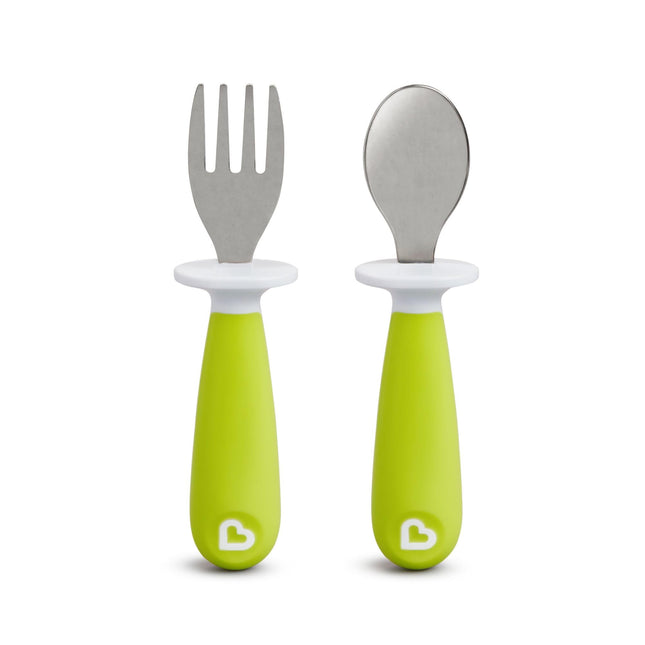 Munchkin Raise Toddler Fork & Spoon Set, Green
