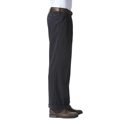 Dockers Men's Relaxed Fit Comfort Khaki Pants-Pleated Casual Navy, 40W x 34L