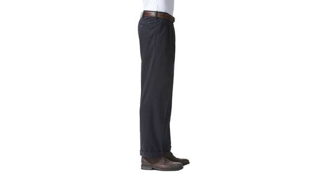 Pantalones Dockers casuales para hombre, ajuste relajado, pliegues, color azul marino, 40W x 34L