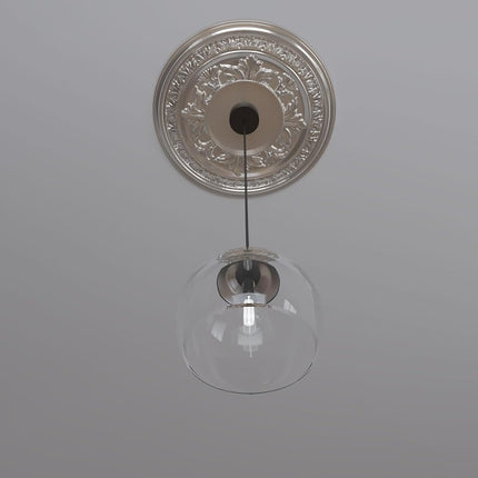 Ekena Millwork CMP22BABCR Baltimore Thermoformed PVC Ceiling Medallion (Fits Canopies up to 7 3/4"), 22"OD x 3 1/2"ID x 1"P, Bright Coat Chrome