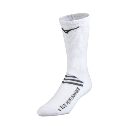 Mizuno Volleyball Runbird Crew Socks, White, Large
