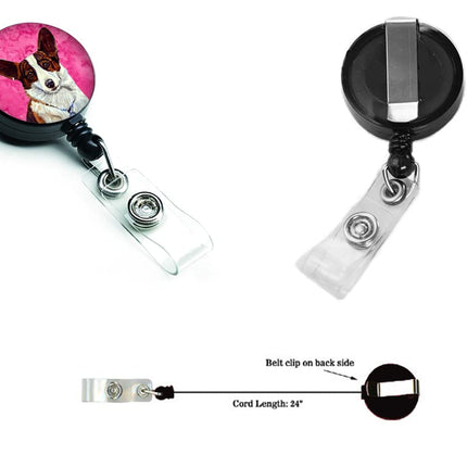 Caroline's Treasures Pink Corgi Retractable Badge Reel, Multicolor (LH9378PKBR)