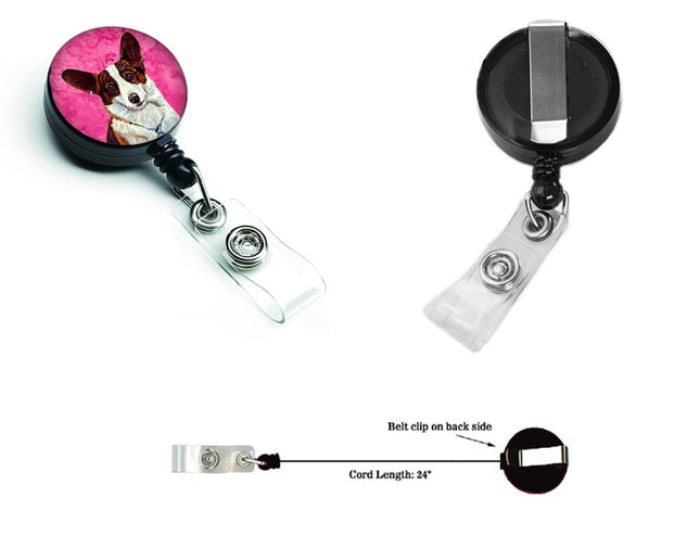 Caroline's Treasures Pink Corgi Retractable Badge Reel, Multicolor (LH9378PKBR)