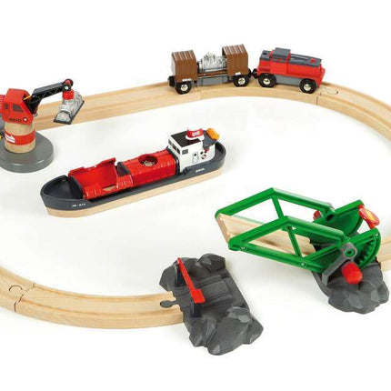 BRIO World Railway Harbour Cargo Set for Kids Age 3 Years Up - Wooden Train Set Accessories and Add Ons
