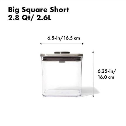 OXO Steel POP Container Big Square Short, 2.6 L
