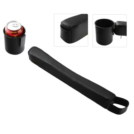 Supin 2 Prices Car Seat Gap Filler Pad PU Leather Console Side Pocket Organizer and one Cup for Cellphone Wallet Coin Key (Black)