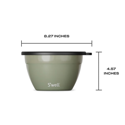 S'well Stainless Steel Salad Bowl Kit 64 Ounces Mountain Sage Comes with 2 Ounces Condiment Container and Removable Tray for Organization Leak-Proof, Easy to Clean, Dishwasher Safe