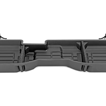 Almacenamiento personalizado bajo el asiento Rough Country para Chevy Silverado 1500 (2014-2018) y 2500HD/3500HD (2015-2019) - Almacenamiento plateado para camiones, termoplástico antideslizante