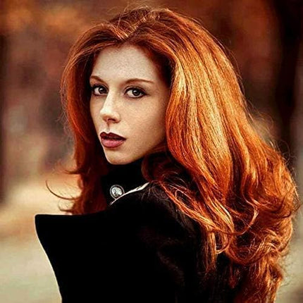 Auburn Synthetic lace front wig for women body wave wig with heat resistant fiber darg queen African American black and white women long wavy half hand tied hair replacement wig