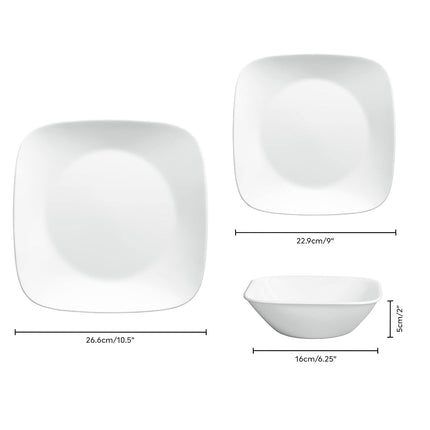Corelle Dinner Plate, Pure White, 12 Pc Set