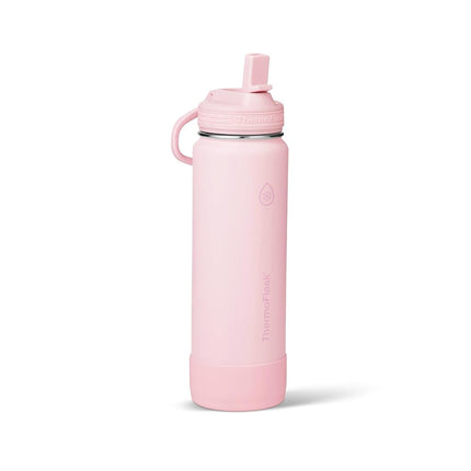 ThermoFlask Insulated Water Bottle with Straw Lid (24 oz, Blush) - Leakproof, Stainless Steel Water Bottle for Cold & Hot Drinks, Travel & Daily Hydration