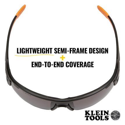 Safety Glasses, Professional PPE Protective Eyewear with Semi Frame and Gray Lens, Scratch Resistant and Anti Fog Klein Tools 60162