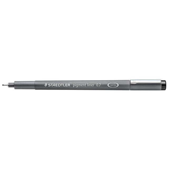 STAEDTLER Pigment Liner, Fineliner Pen for Drawing, Drafting, Journaling, 0.7mm, Black, Box of 5 Pens, 308 07-9 04