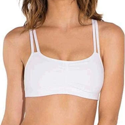Fruit of the Loom Women's Spaghetti Strap Cotton Pull Over 3 Pack Sports Bra in Fashion Colors, Opaque, Skinny Stripe/Black/Mint Chip, 32 (Pack of 3)