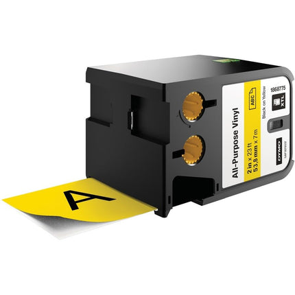 DYMO XTL All-Purpose Vinyl Labels | 54 mm x 7 m | Black on Yellow