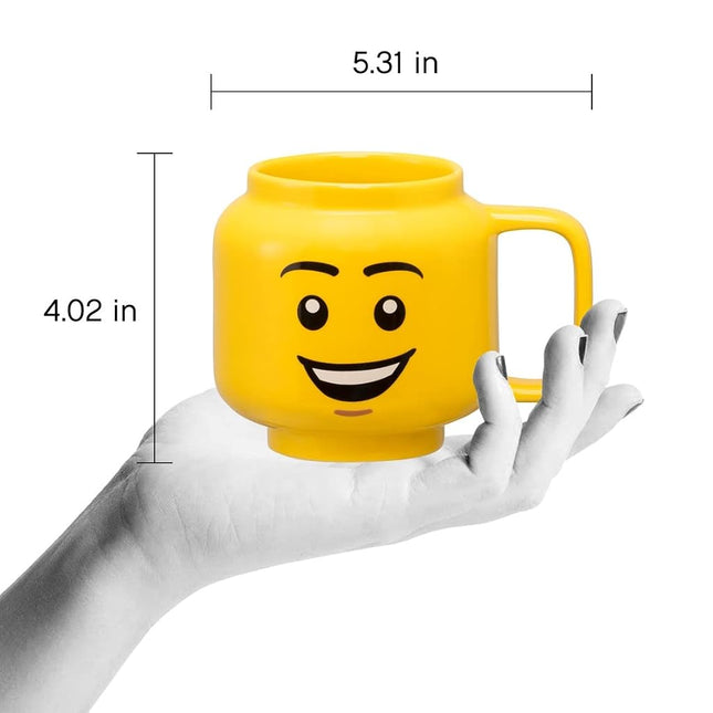 Room Copenhagen Lego Ceramic Mug, Happy Boy Face, Large, 17.9 Fl. Oz. (530 mL)
