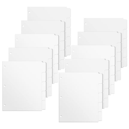 3 Ring Binder Dividers with 5 Tabs, Write & Erase 