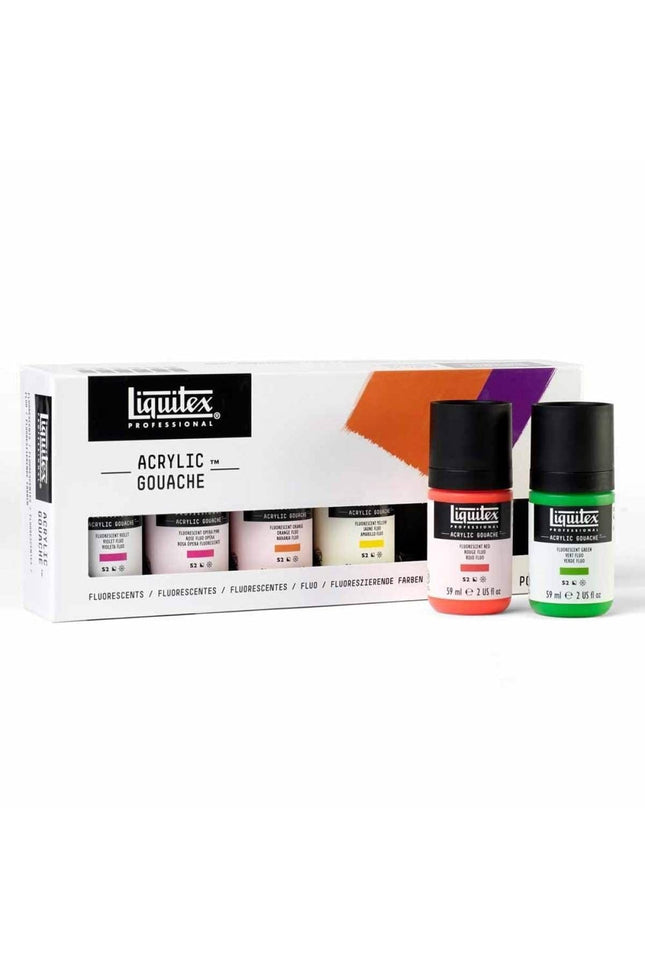 Liquitex Professional Acrylic Gouache Paint, 6 x 59ml (2-oz), Fluorescents Set