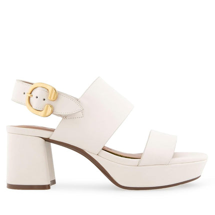 Aerosoles Women's Camera Platform Heeled Sandal, Eggshell Leather, 9 Wide