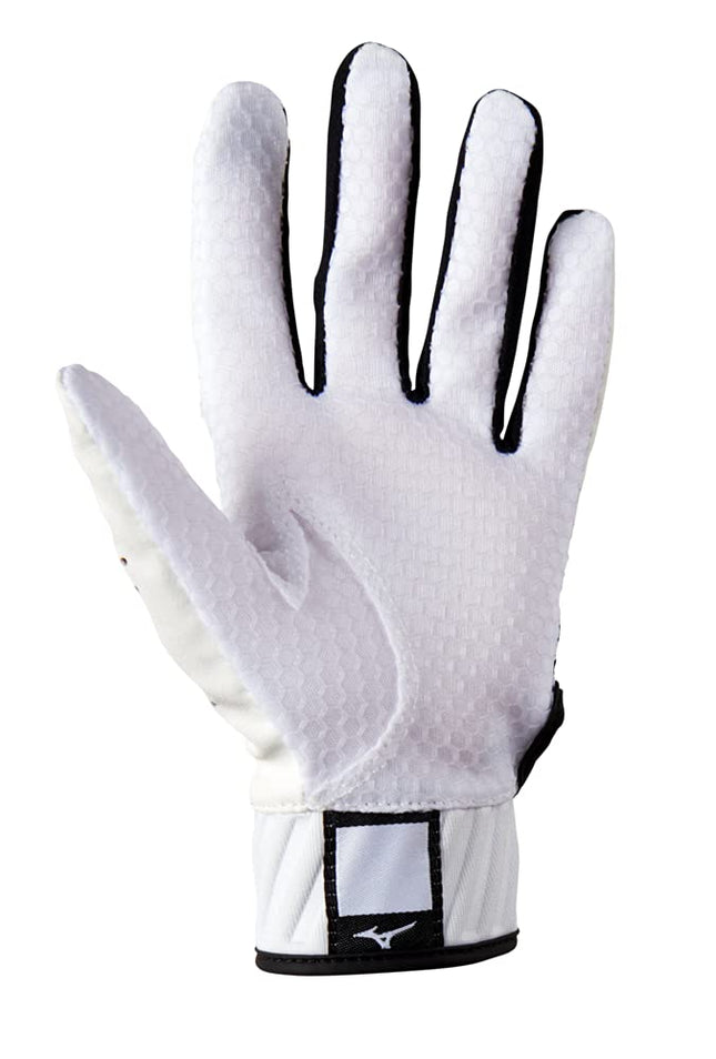 Mizuno MVP Youth Tee Ball Batting Glove, White-Black, T-Ball