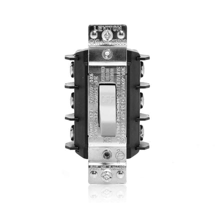 Leviton MS303-DSW 30 Amp, 600 Volt, Pole, 3 Phase AC Manual Controller Suitable as Motor Disconnect, Toggle, Non-Grounding, Back & Side Wiring, White
