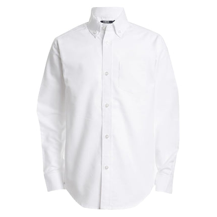 IZOD Boys' Long Sleeve Solid Button-Down Collared Oxford Shirt with Chest Pocket, White, 20
