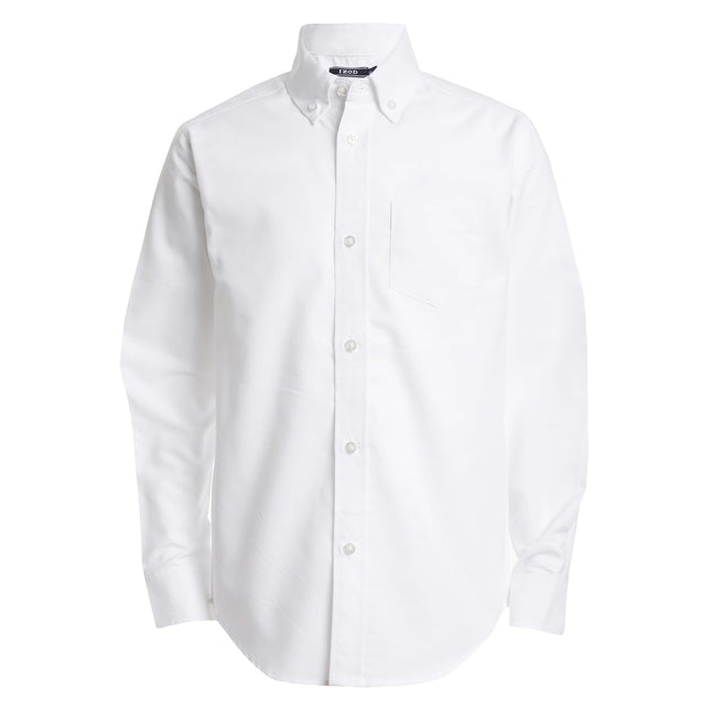 IZOD Boys' Long Sleeve Solid Button-Down Oxford Sh
