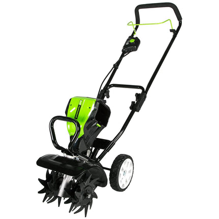 GreenWorks TL80L210 Pro cultivadora de 10 pulgadas y 80 V, batería de 2 Ah incluida, negra y verde