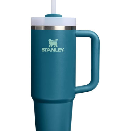 Vaso STANLEY Quencher H2.0 con asa y pajita de 30 oz | Tapa Flowstate de 3 posiciones | Compatible con portavasos para viajes | Vaso de acero inoxidable aislado | Sin BPA | Coastal Teal