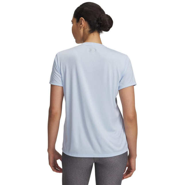 Under Armour Women's Velocity Solid Short Sleeve V Neck T Shirt, (464) Nimbus Blue / / Metallic Silver, XS