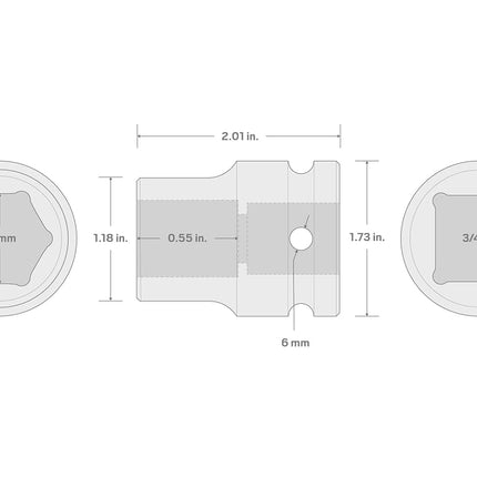 TEKTON 3/4 Inch Drive x 17 mm 6-Point Impact Socket | SID32117