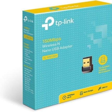 TP-Link TL-WN725N USB WiFi Adapter for PC/Laptop, 150Mbps Wireless Nano USB 2.0 Adapter, Wi-Fi Dongle for streaming/internet calls, Supports Windows 11/10/8.1/8/7/XP, Mac OS X, Linux, Easy setup