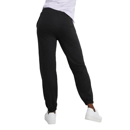 Hanes Women's Essential Jogger Pants, Drawstring Sweatpants, 100% Cotton Jersey, 29", Black, XL