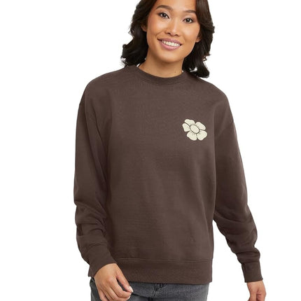 Hanes Originals Fleece, Midweight Sweatshirt for Women, Good Days Ahead, Dark Crimson, Large