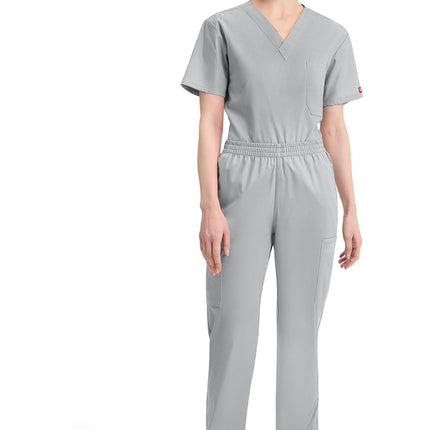 Dickies EDS Signature Scrubs for Women, Elastic Waist Pull-On Cargo Pants for Women in Soft Brushed Poplin 86106, Grey, X-Small Short