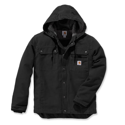 Carhartt Men's Relaxed Fit Washed Duck Sherpa-Lined Utility Jacket, Black, M