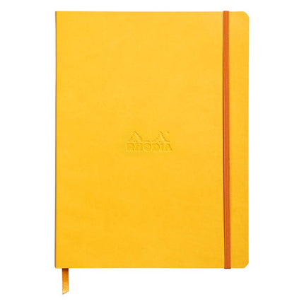 RHODIA 117566C - Jonquille Soft Notebook - 19x25 cm - Dot Dot - 160 pages - 90g Ivory Clairefontaine Paper - Bookmark, Elastic Closure - Faux Leather Cover - Rhodiarama Collection