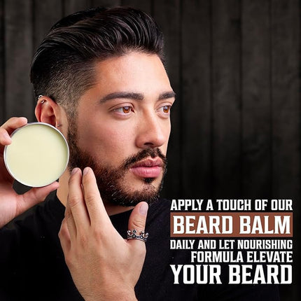 Viking Revolution - Beard Balm - 4 x 28 g Variety Pack - Sandalwood, Pine & Cedar, Bay Rum, Clary Sage - Beard Wax For Men - Styles, Strengthens & Softens - Gifts for Men