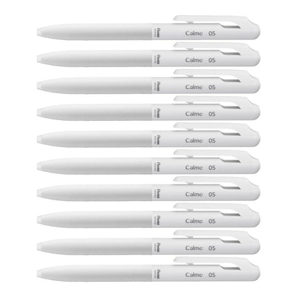 Pentel Oil Based Ballpoint Pen, Calme 0.5mm, Grayish, White, Black Ink, 10 Count BXA105W-A