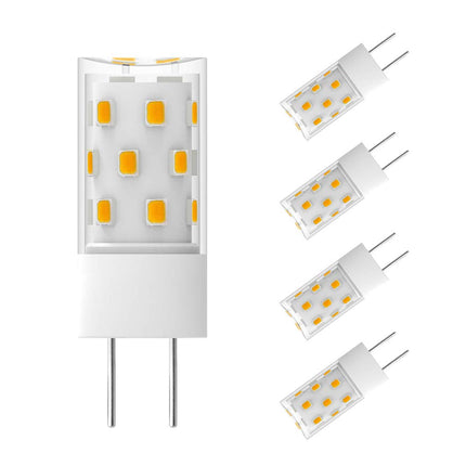 TAIYALOO Bombilla LED GY6.35 5W Equivalente a Bombilla Halógena de Base Bipin 50W, AC/DC 12V Blanco Cálido 3000K para Lámpara Colgante, Araña, Lámpara de Escritorio, Luces de Acento, Iluminación de Paisaje, No Regulable (Paquete de 4)