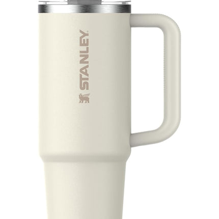 Stanley Quencher ProTour Vaso Térmico con Tapa Antiderrames y Popote Rebatible 887 ml | Popote Integrado y Asa | Compatible con Portavasos para Viajes | Vaso Aislado de Acero Inoxidable | Sin BPA | Crema