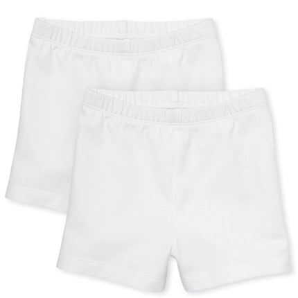 The Children's Place Baby Girls' and Toddler Cartwheel Shorts, White 2-Pack, 12-18 Months