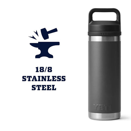 YETI Rambler 18 oz Bottle, Vacuum Insulated, Stainless Steel with Chug Cap, Charcoal