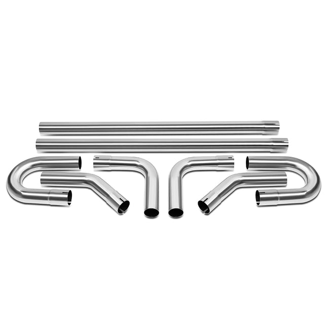 DNA MOTORING 8Pcs 3 Inches Stainless Steel DIY Custom Exhaust Tubing Mandrel Bend Pipes Straight & U-Bend Kit, Universal Fit, ZTL-30SS-8P