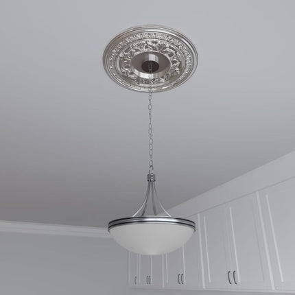 Ekena Millwork CMP19BABCR Baltimore Thermoformed PVC Ceiling Medallion (Fits Canopies up to 7 3/4"), 19"OD x 3 1/2"ID x 1"P, Bright Coat Chrome