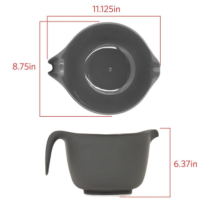 Glad Mixing Bowl with Handle – 3 Quart | Heavy Duty Plastic with Pour Spout and Non-Slip Base | Dishwasher Safe Kitchen Supplies for Cooking and Baking, Grey