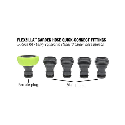 Flexzilla Garden Hose Quick-Connect Fittings, 5-Piece Plug Kit