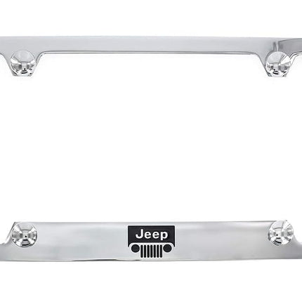 Jeep Logo Cromado Metal Top Grabado Matrícula Marco Titular